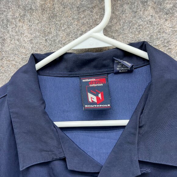 Vintage Southpole Shirt Mens XXL Blue Hawaiian Button Y2K Palm Trees Streetwear - Picture 7 of 14